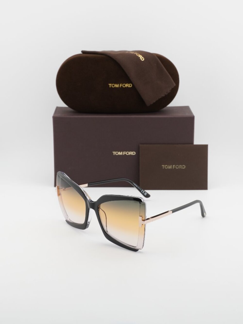 Tom Ford FT0766 03B Gia Butterfly Sunglasses - Black\Green-Amber Gradient